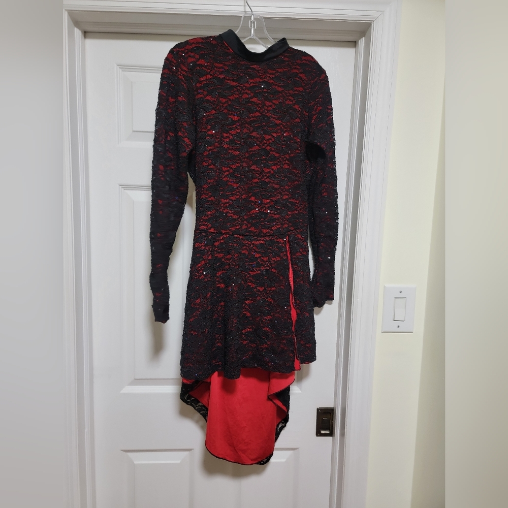 Black n Red Latin Dance Competition Latin Costume Dress - XL